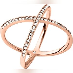 Michael Kors Pave X Ring, Rose Gold, Size 8.
